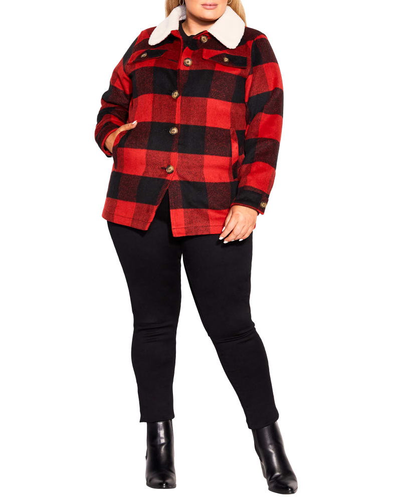 Ladies red tartan jacket hotsell